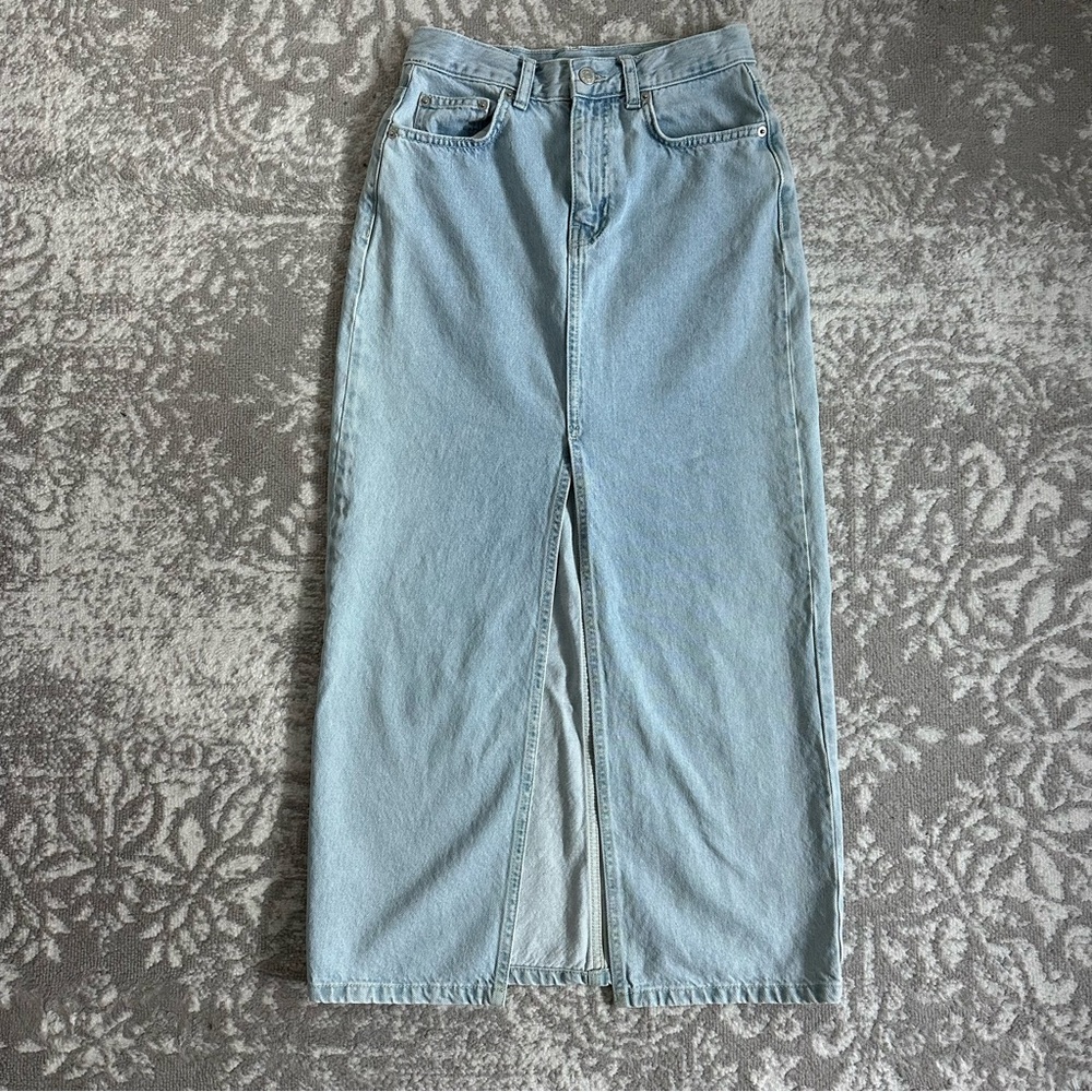 NA-KD Light Blue Denim Maxi Skirt